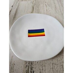 Williams Sonoma pride flag rainbow dessert plate salad 6.25 in New set of four p